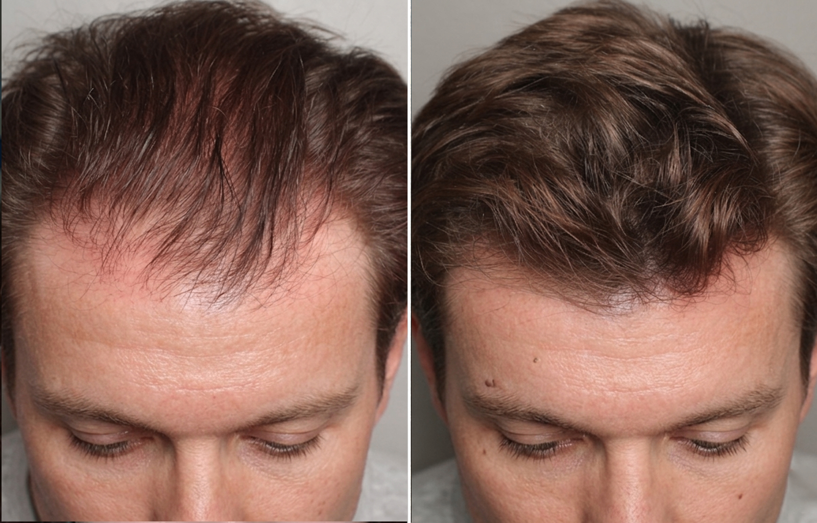 Before and after — Tom R., 29 · Temple thinning